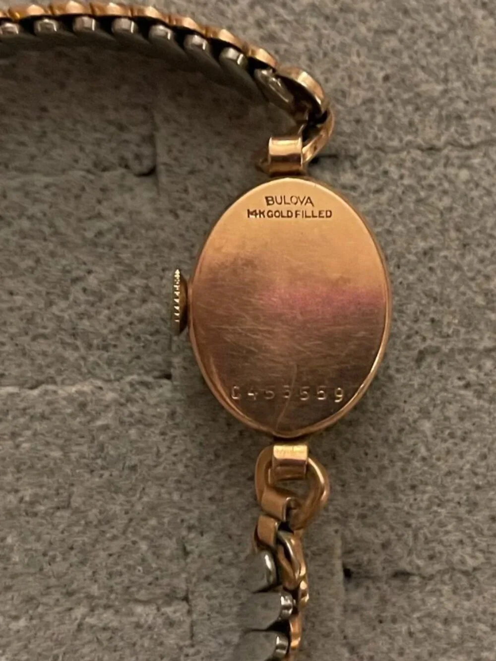 Vintage Rose Gold Watch Bulova 1930s ? Deco 14k Gold Filled C455559 Not Working